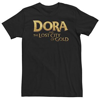 Big & Tall Nickelodeon Dora And The Lost City Of Gold Golden Text Movie Title Tee