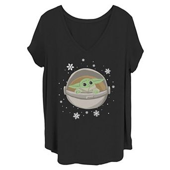 Juniors' Plus Star Wars The Mandalorian The Child Snowfall Cartoon Tee