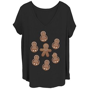 Juniors' Plus Star Wars Chewie Porg Gingerbread Cookies Christmas Tee
