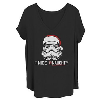 Juniors' Plus Star Wars Stormtrooper Nice Or Naughty Christmas Tee