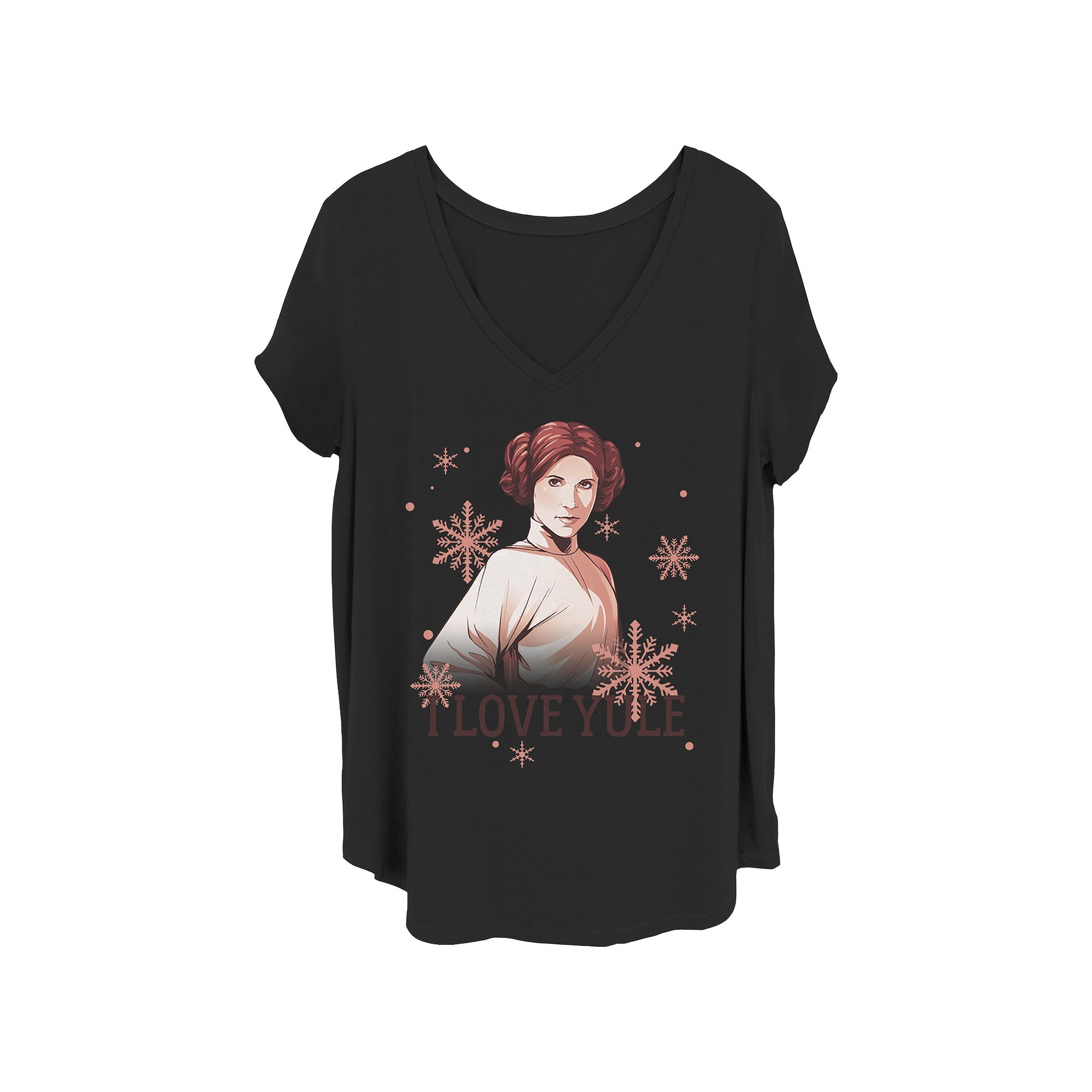 Juniors Plus Star Wars Leia I Love Yule Christmas Snowflake Tee, Girls, S