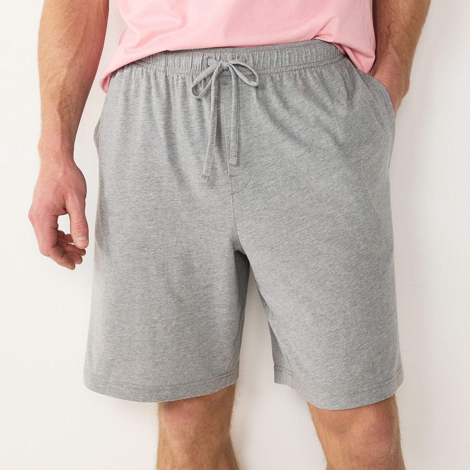 mens cotton knit sleep shorts