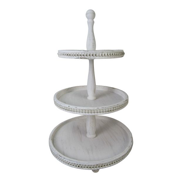 2 Tier Tray Grey with Beads