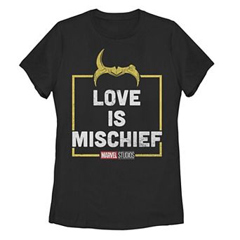 Juniors' Marvel Loki Love Is Mischief Tee