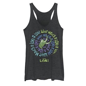 Juniors' Marvel Loki Spiral Quote Tank Top