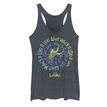 Juniors' Marvel Loki Spiral Quote Tank Top