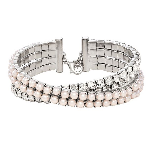 Overlapping Crystal Cuff Bracelet