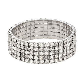 Simply Vera Vera Wang Silver Tone Simulated Crystal Wide Stretch Bracelet