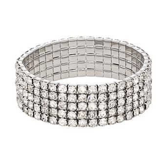 Simply Vera Vera Wang Silver Tone Simulated Crystal Wide Stretch Bracelet
