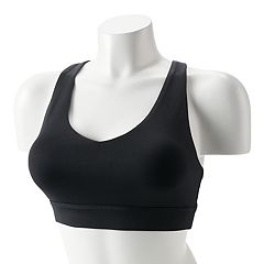 $59 Jockey Women's Black Solid Zip-Front Impact Seamless Sports Bra Size  Small 