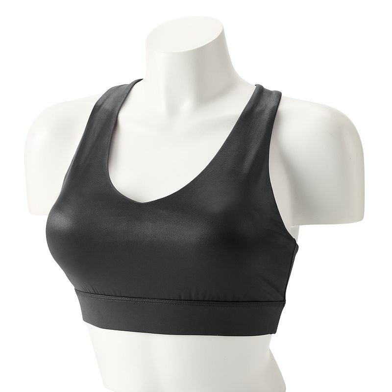 Tek Gear® Ultrastretch Medium-Impact V-Neck Sports Bra, Women's, Size: Large, Black Shine