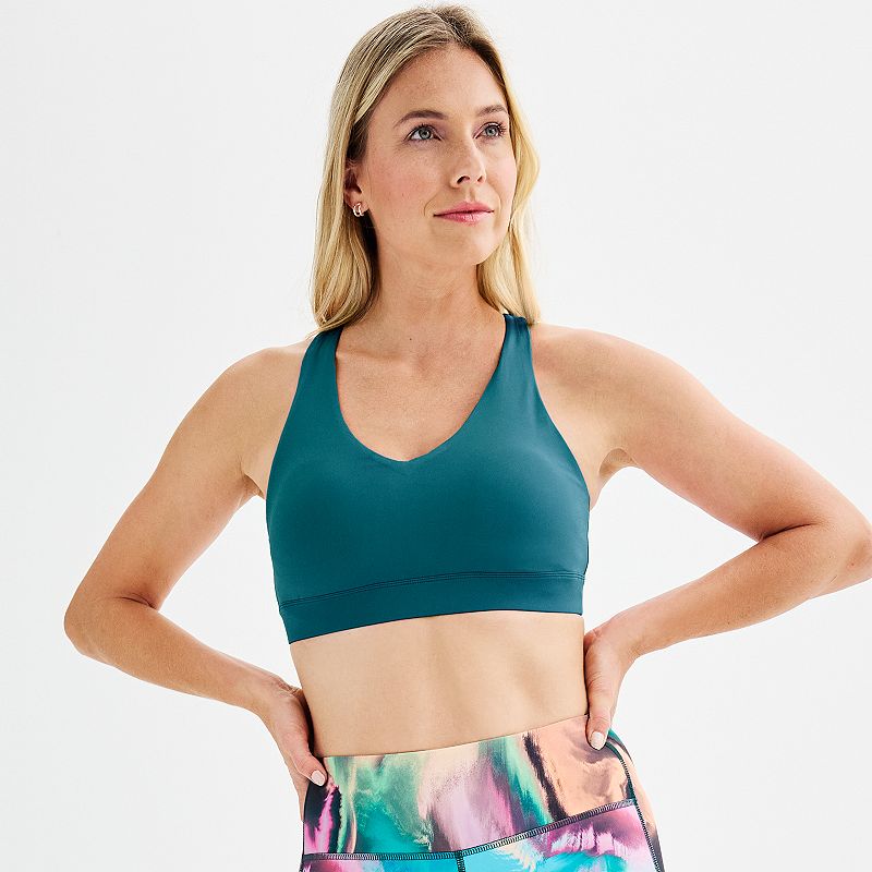 Tek Gear® Ultrastretch Medium-Impact V-Neck Sports Bra, Women's, Size: XL, Blue Crayon
