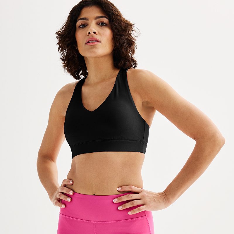 Tek Gear® Ultrastretch Medium-Impact V-Neck Sports Bra, Women's, Size: XL, Mineral Black