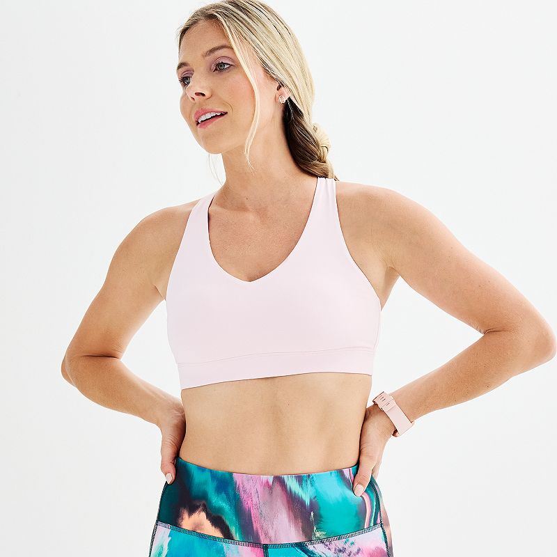 Tek Gear® Ultrastretch Medium-Impact V-Neck Sports Bra, Women's, Pink Layer