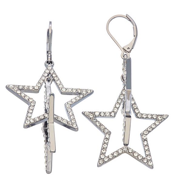 Nine West Simulated Crystal Star Double Drop Earrings