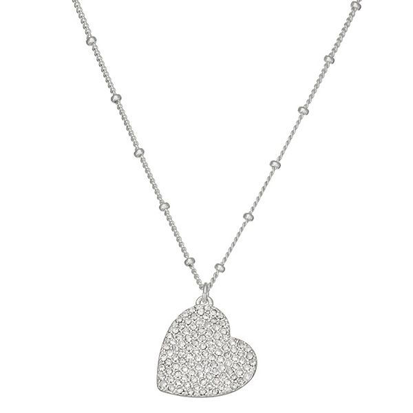 Nine West Pave Heart Pendant Necklace