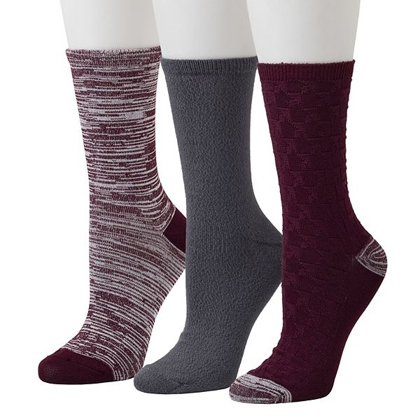 Women's Cuddl Duds® 3Pack Plushfill* Diamond Tiles Spacedye Crew Socks