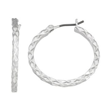 Nine West Textured Hoop Earrings
