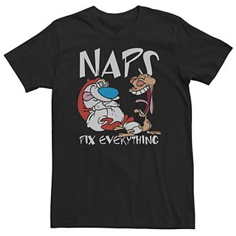 Big & Tall Nickelodeon Ren And Stimpy Naps Fix Everything Baby Diapers Tee