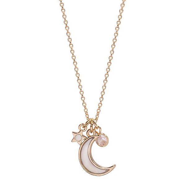 LC Lauren Conrad Pearlescent Moon Nickel Free Charm Necklace