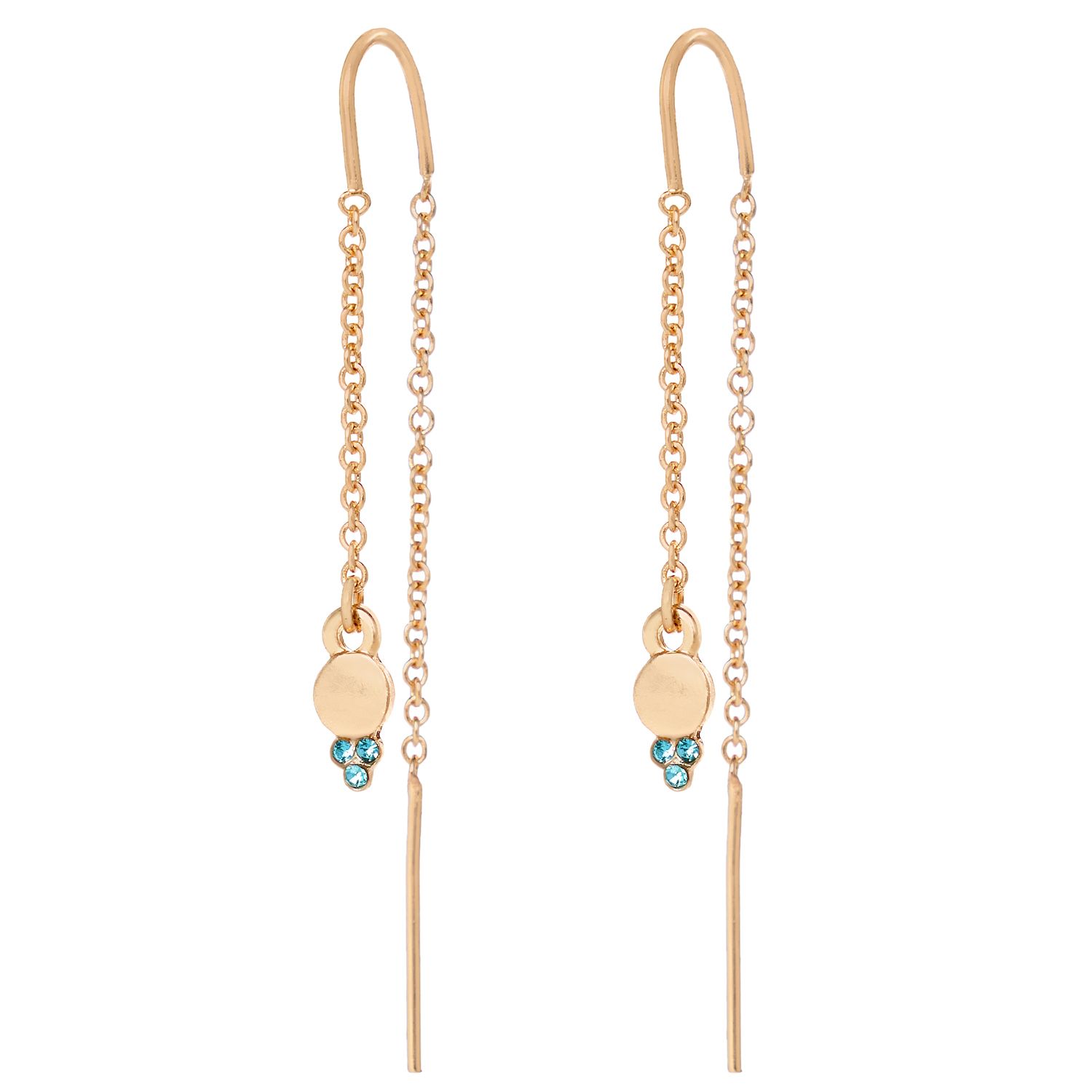 Image for LC Lauren Conrad Blue Simulated Crystal Drop Threader Earrings at Kohl's.