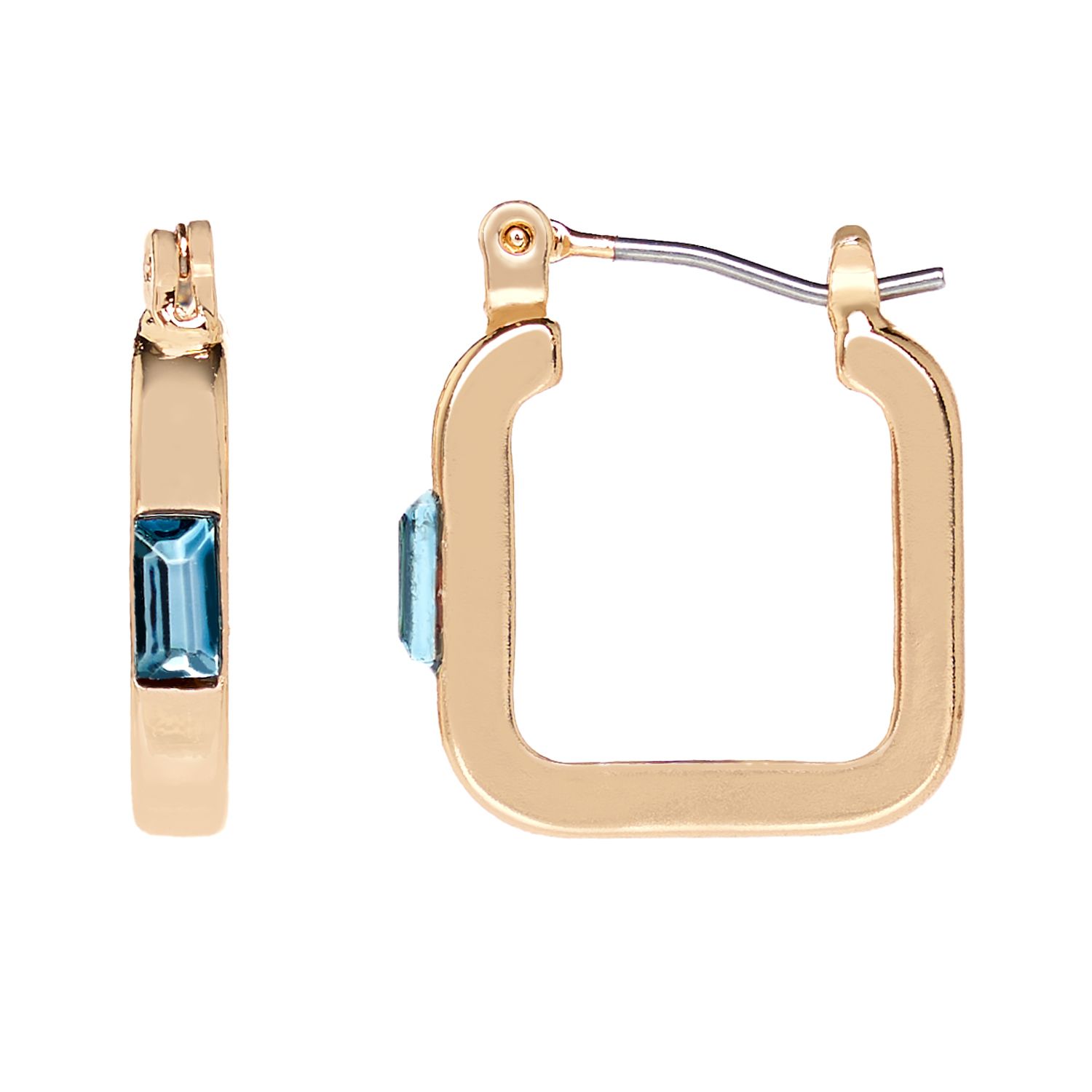 Image for LC Lauren Conrad Blue Simulated Crystal Square Mini Hoop Earrings at Kohl's.