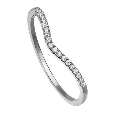 PRIMROSE Sterling Silver Cubic Zirconia V-Shape Ring