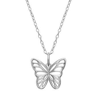 PRIMROSE Sterling Silver Cutout Butterfly Pendant Necklace