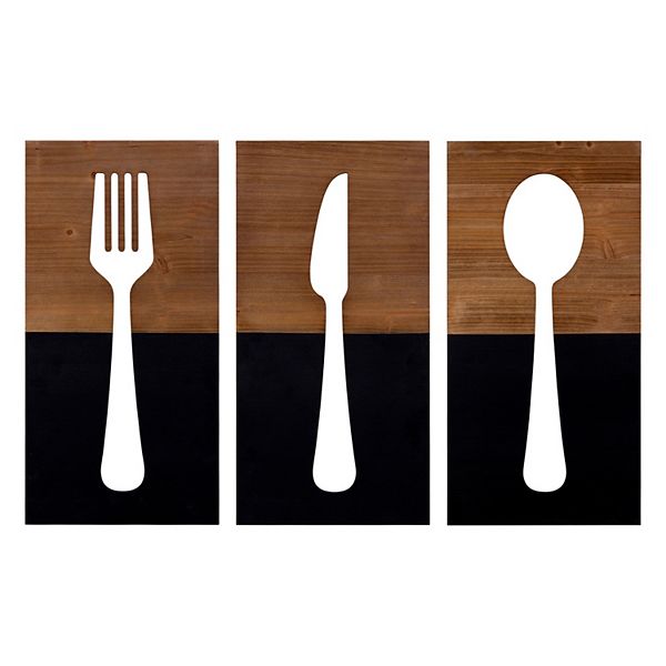 Stratton Home Decor Farmhouse Two Tone Utensils Wall Decor 3piece Set