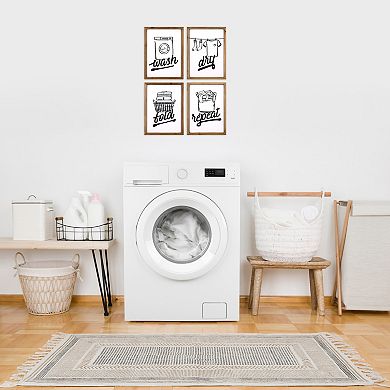 Stratton Home Decor Wash Dry Fold Repeat Laundry Wall Art 4-piece Set