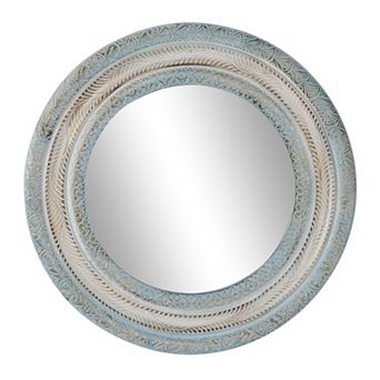 Stella & Eve Blue & Beige Distressed Wood Wall Mirror