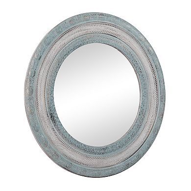 Stella & Eve Blue & Beige Distressed Wood Wall Mirror