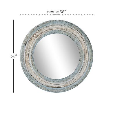 Stella & Eve Blue & Beige Distressed Wood Wall Mirror