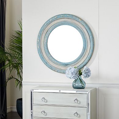 Stella & Eve Blue & Beige Distressed Wood Wall Mirror