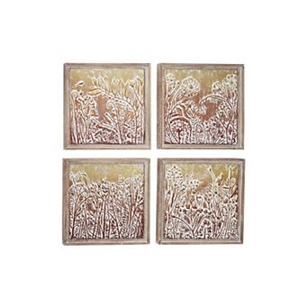 Stella & Eve Embossed Metal Floral Wall Decor 4 pc Set