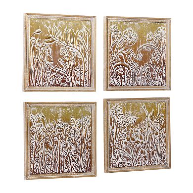 Stella & Eve Embossed Metal Floral Wall Decor 4-Piece Set