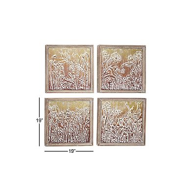 Stella & Eve Embossed Metal Floral Wall Decor 4-Piece Set