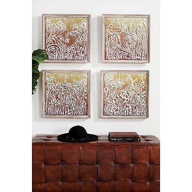 Stella & Eve Embossed Metal Floral Wall Decor 4-Piece Set