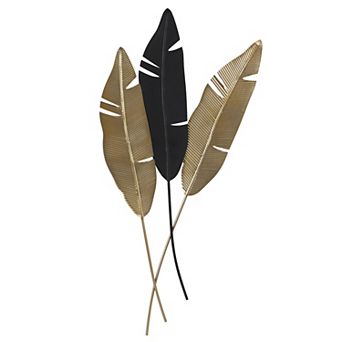 Stella & Eve Gold & Black Iron Leaf Wall Decor