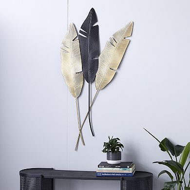 Stella & Eve Gold & Black Iron Leaf Wall Decor