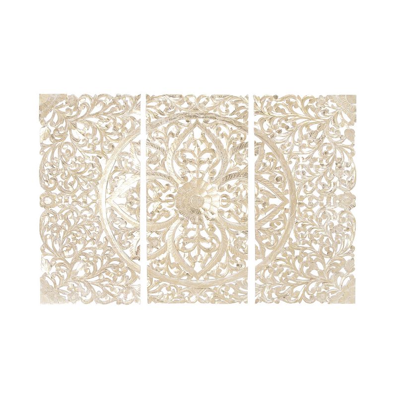 Stella & Eve Carved Floral Wall Decor 3-Piece Set, White