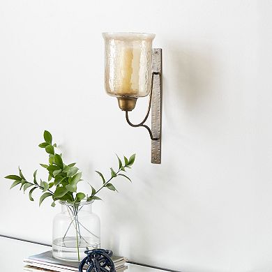 Stella & Eve Amber Hurricane Holder Iron Wall Sconce