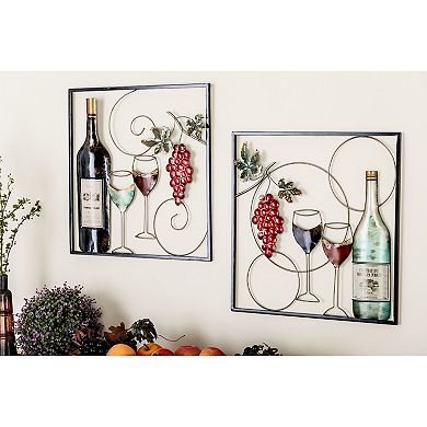 Stella & Eve Iron Wine Wall Decor 2-Piece Set