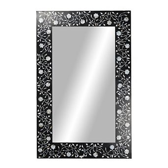 Stella & Eve Black Floral Wood Wall Mirror
