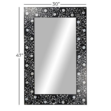 Stella & Eve Black Floral Wood Wall Mirror