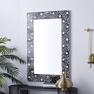 Stella & Eve Black Floral Wood Wall Mirror