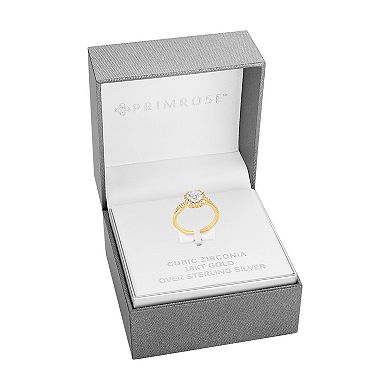 PRIMROSE Sterling Silver Cubic Zirconia Cushion Halo Ring