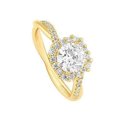 PRIMROSE Sterling Silver Cubic Zirconia Cushion Halo Ring