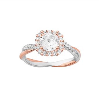 PRIMROSE Sterling Silver Cubic Zirconia Cushion Halo Ring