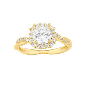 PRIMROSE Sterling Silver Cubic Zirconia Cushion Halo Ring